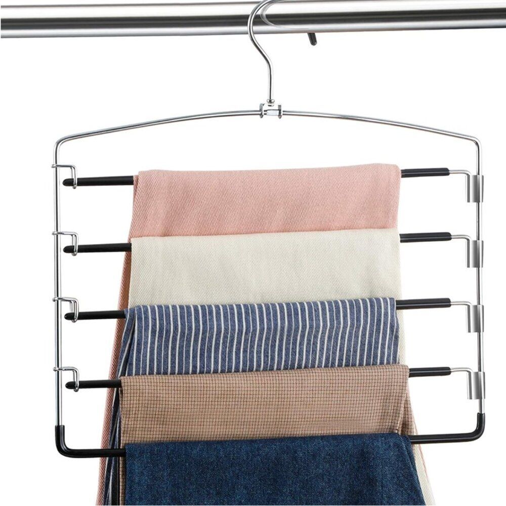 Space Saving Hangers Multi-Layer‎ Swing Arm Pants Hanger Stainless Steel